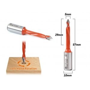 5mm Through Hole Boring Bit - Left Hand - 57mm Length - 10mm Shank - Yonico 42105L