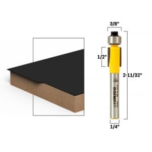 1/2" Height X 3/8" Diameter Flush Trim Router Bit - 1/4" Shank - Yonico 14144q