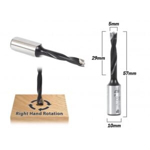 5mm Brad Point Boring Bit - Right Hand - 57mm Length - 10mm Shank - Yonico 41105R